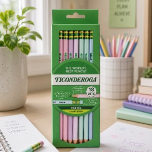 Ticonderoga 파스텔 우드 연필 18개입