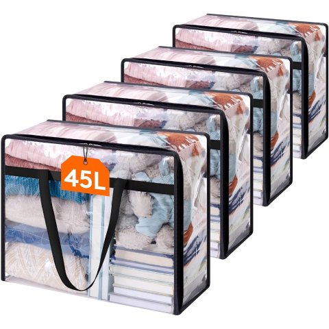 ModubaLifewit 투명 의류·이불 수납백 45L 4개입