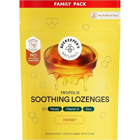 ModubaBeekeeper s Naturals 허니 목캔디 비타민D 아연 프로폴리스 24개입