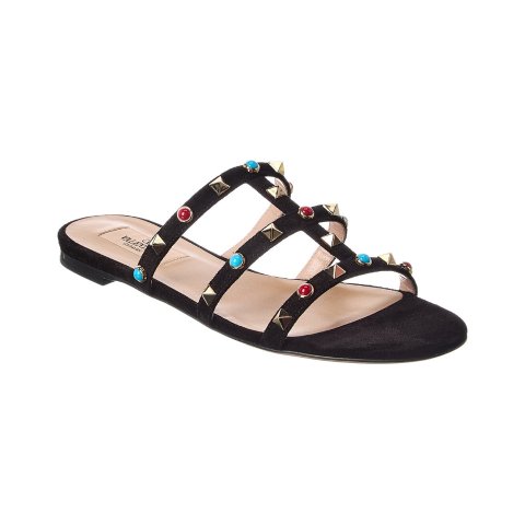 ModubaValentino Rockstud 케이지 스웨이드 샌들