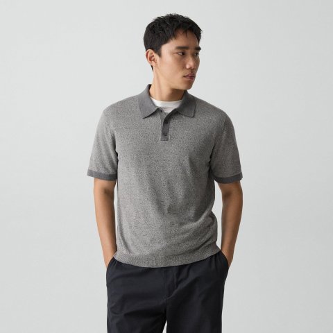 Moduba실크 린넨 반소매 폴로셔츠