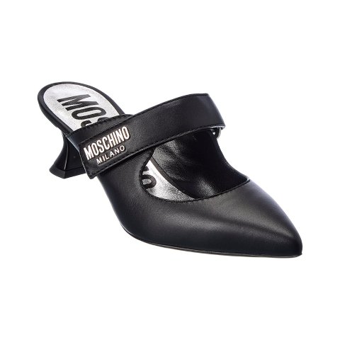 ModubaMoschino 로고 레더 펌프