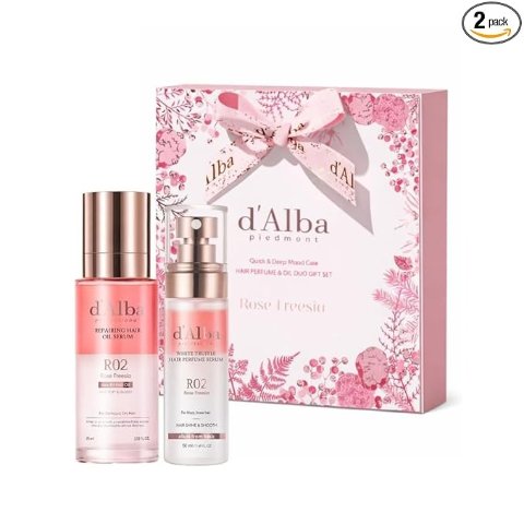 Moduba홀리데이 헤어케어 기프트 세트 헤어오일 75ml + 헤어 퍼퓸 50ml 로즈 & 프리지아 세트