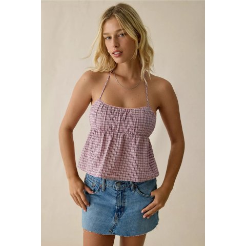 ModubaBDG 에바 깅엄 홀터넥 베이비돌 탑