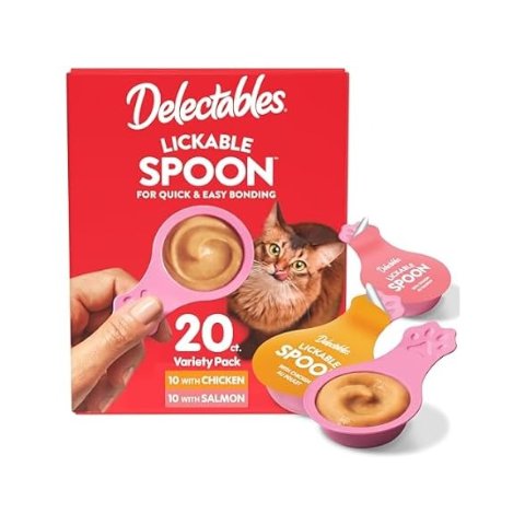 ModubaDelectables 리커블 스푼 고양이 간식 치킨&연어 버라이어티팩 3팩입