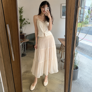 베이지 시폰 스커트 $13.99