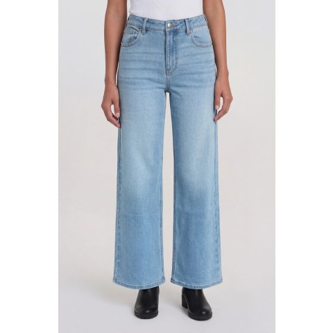 ModubaSanctuary Denim 에카라 미드라이즈 슬림 와이드 데님 팬츠