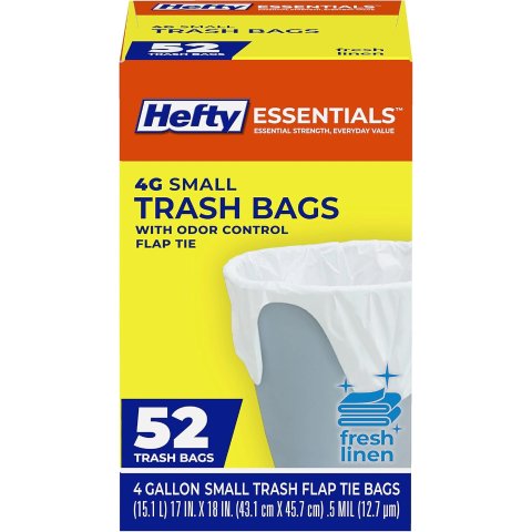 ModubaHefty Essentials 플랩타이 쓰레기봉투 4갤런 52매입