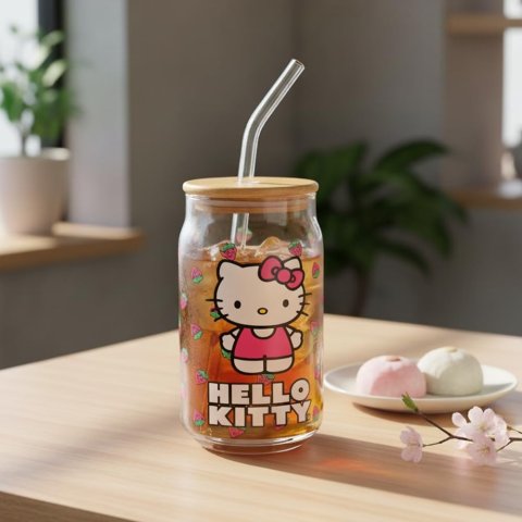 Moduba산리오 헬로키티 딸기 글라스 자 텀블러