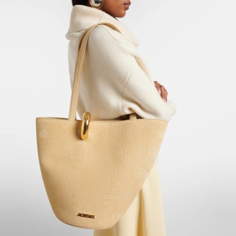 ModubaJacquemus 르 밤볼라 크로크 이펙트 스웨이드 토트백