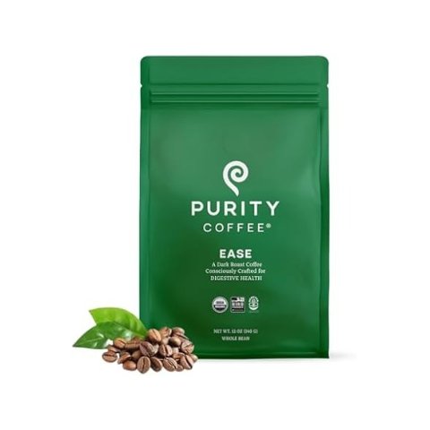 ModubaPurity Coffee EASE 저산도 다크 로스트 홀빈 커피 12oz (유기농 아라비카)