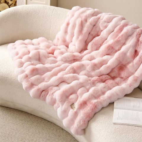 Moduba젠틀소프트 극세사 핑크 버블 담요