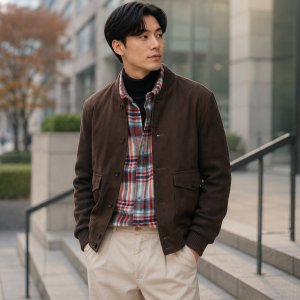 Slowear 코튼 트리밍 스웨이드 봄버 재킷 $1,288