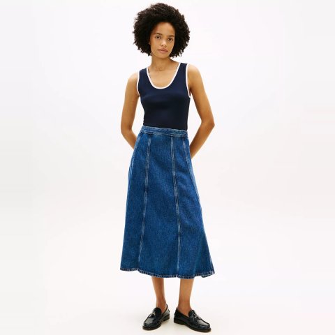 ModubaTommy Hilfiger 레이 플레어 미디 스커트