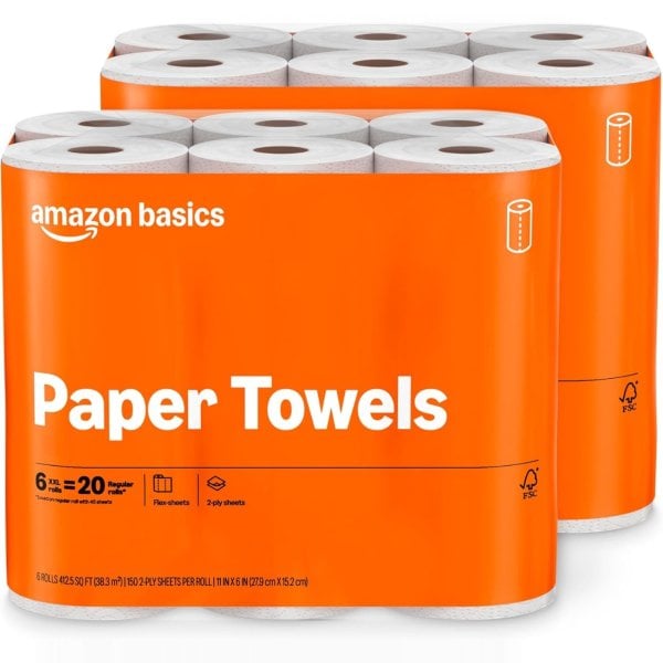 최저가: Amazon Basics 2겹 종이타월 12롤
