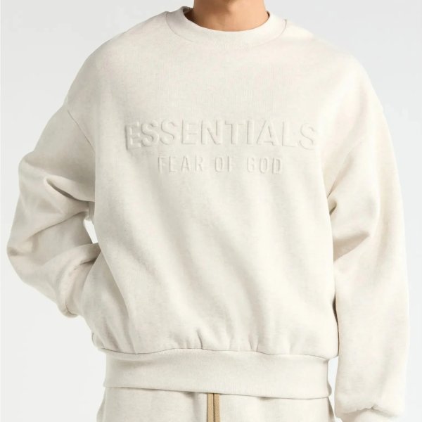 Fear of God 남성용 에센셜 클래식 핏 로고 크루넥 스웨트셔츠