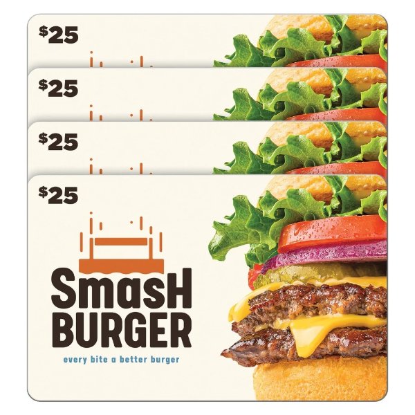 Smashburger $100 e-기프트카드 4개