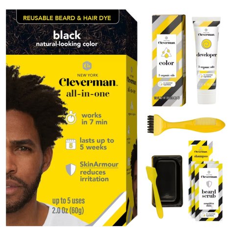 ModubaCleverman 블랙 수염·헤어 염색 키트 5회분 7분 새치 커버