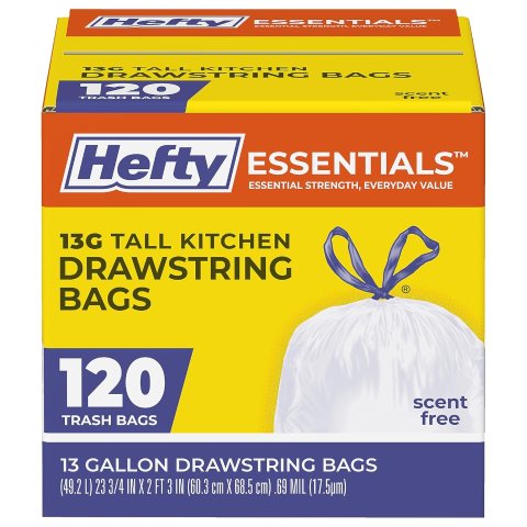 ModubaHefty Essentials 끈형 키친 쓰레기봉투 13갤런 120매입