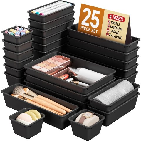 Moduba플라스틱 서랍 정리함 25pcs 블랙