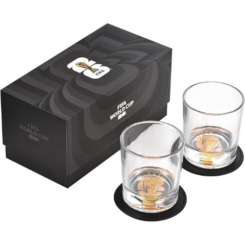 ModubaFIFA 월드컵 2026 공식 에디션 위스키잔 8oz & 가죽 코스터 세트