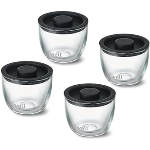 Moduba유리 프렙 볼 세트 4개입 12oz 블랙 템퍼드 글라스 스태킹 가능 식재료 준비용 볼