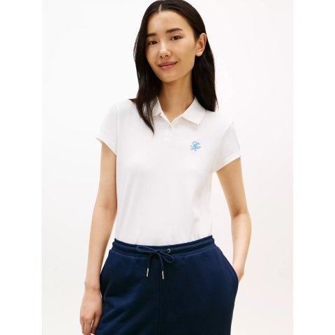 Moduba슬림 핏 스크립트 모노그램 스트레치 폴로