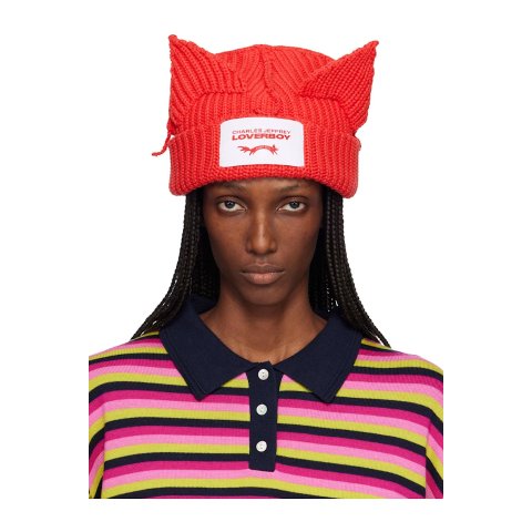 ModubaCharles Jeffrey Loverboy 레드 청키 이어 비니