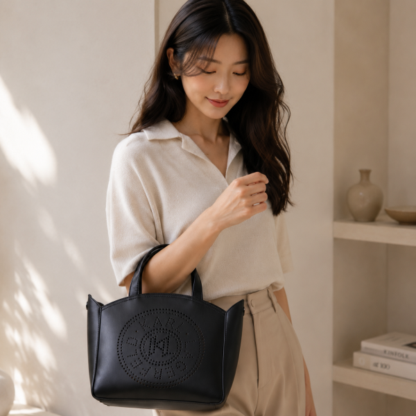 Karl Lagerfeld 스몰 K/Circle 펀칭 로고 토트백