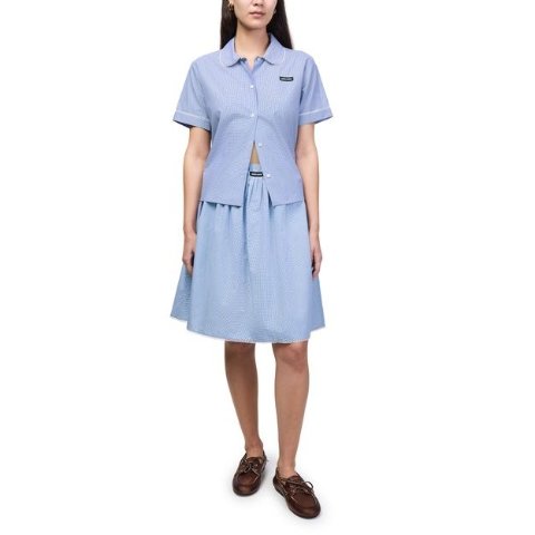 ModubaMiu Miu 체크 미디 스커트