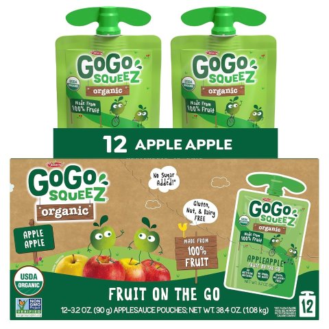 Moduba첫 Subscribe & Save 주문 15% 할인GoGo squeeZ 유기농 무가당 사과 퓨레 3.2oz 파우치 12개입 세트