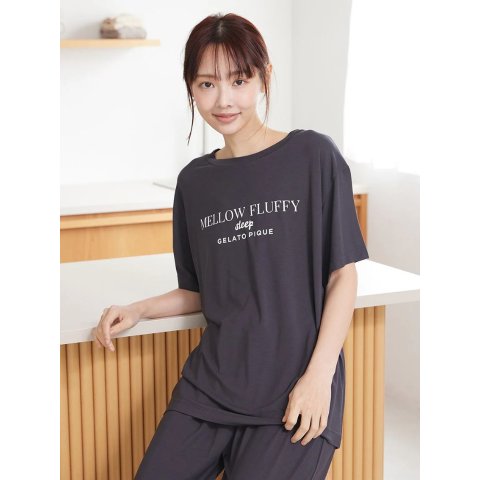 Moduba쿨 레이온 멜로우 플러피 로고 티셔츠