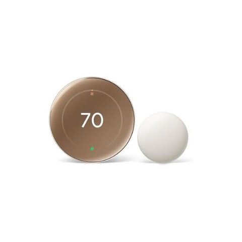 ModubaGoogle Nest 학습형 스마트 온도조절기 4세대 + Nest 온도 센서 2세대 (골드)