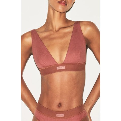 Moduba스트레치 코튼 골지 플런지 브라렛