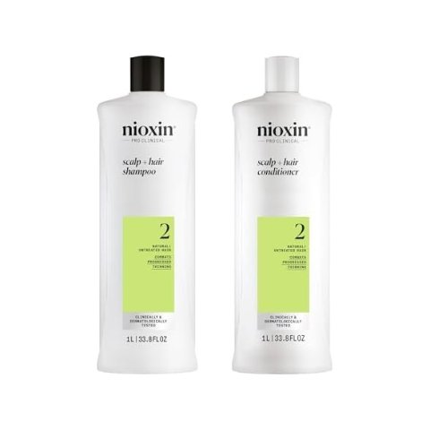 ModubaNioxin 시스템 2 클렌저 샴푸 1000ml + 스칼프 테라피 컨디셔너 1000ml 듀오 세트
