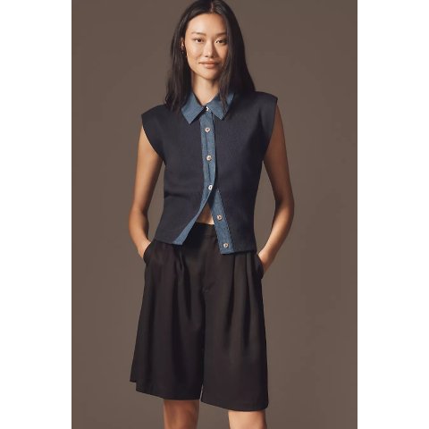 ModubaMaeve 칼라드 데님 머슬 스웨터 베스트