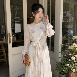 선레이 미디 원피스 $592
