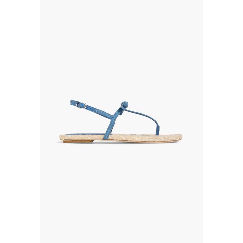 ModubaStuart Weitzman Felicity 보우 디테일 데님 에스파드리유 샌들