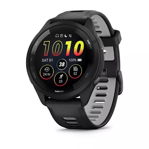 ModubaGarmin Forerunner 265 러닝 스마트워치 블랙 실리콘 스트랩 유니섹스 워치