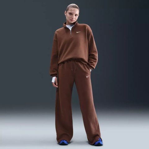 Moduba여성용 Sportswear Phoenix Fleece 하이웨이스트 와이드 레그 팬츠 (파우나 브라운)
