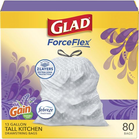ModubaGlad ForceFlex 키친 타이 쓰레기봉투 라벤더향 80매