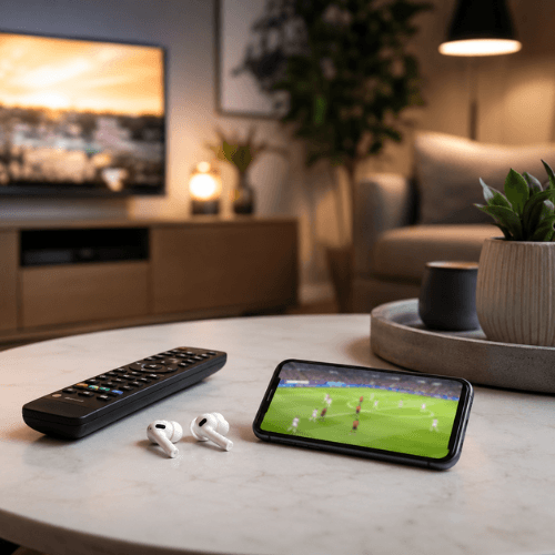 Korean-American viewer watching soccer livestream on tablet