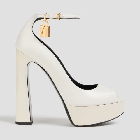 ModubaTOM FORD 패드락 장식 레더 플랫폼 펌프스