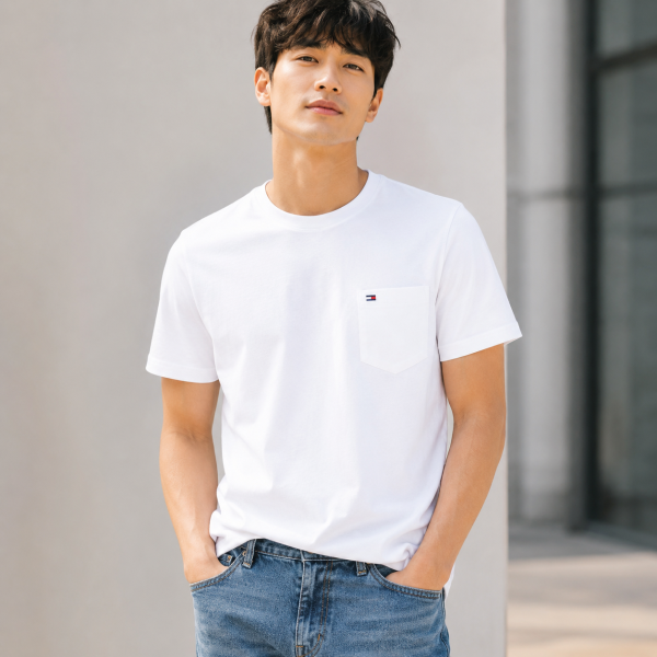 Tommy Hilfiger 남성 면 반팔티