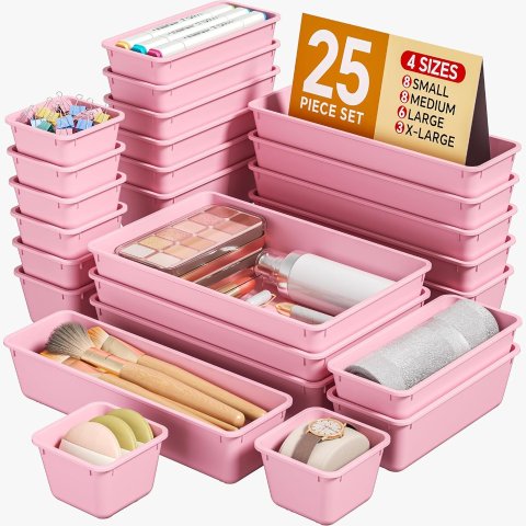 Moduba플라스틱 서랍 정리함 25pcs 핑크