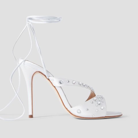 ModubaALESSANDRA RICH 크리스탈 장식 새틴 샌들