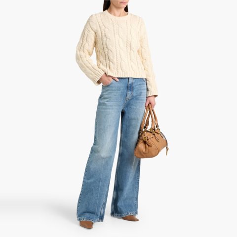 Moduba페이드 하이라이즈 와이드 데님 팬츠