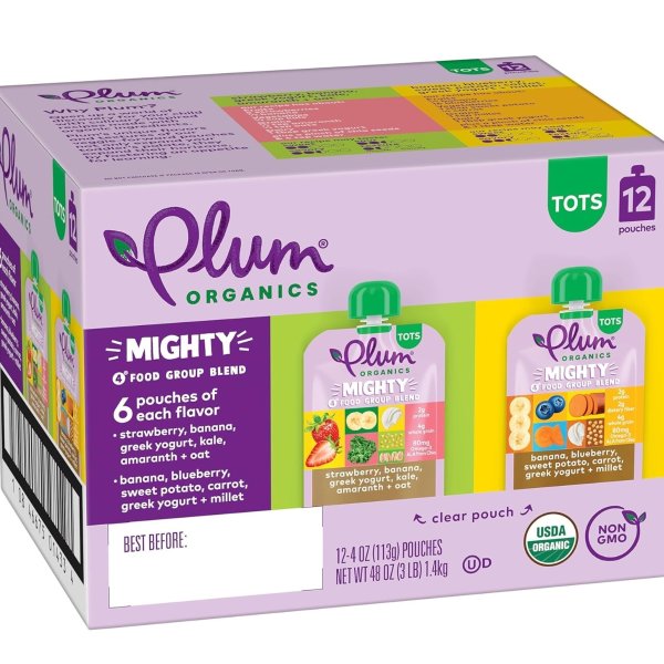 Plum Organics 유기농 이유식 파우치 버라이어티팩 4oz 12개입