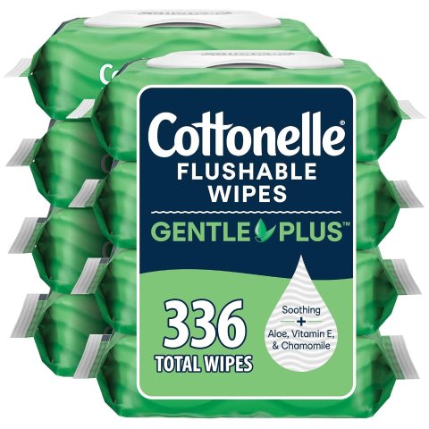 Moduba섭스크라이브 주문 시 25% 할인쿠폰Cottonelle 젠틀플러스 알로에 & 비타민E 물에 녹는 화장실용 물티슈 8팩