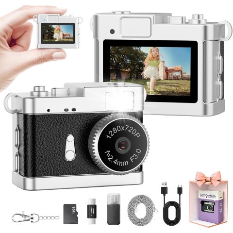 Moduba미니 키링 카메라 2MP HD 디지털카메라 16GB 메모리카드 포함 블랙